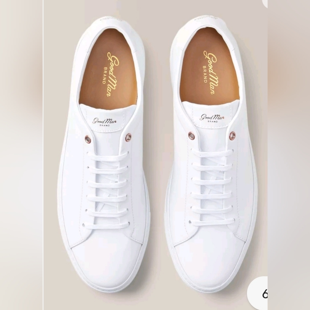 Good Man Brand Edge White Lo Top Sneaker Mono Nappa Leather Lace Men's Size 16